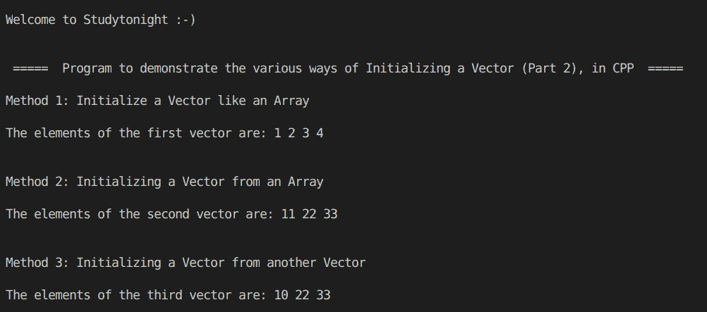 C++ Vector Initialization  part 2