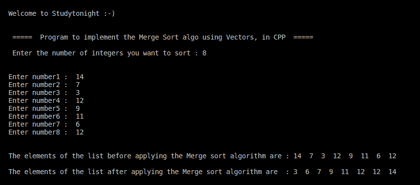 C++ Merge sort