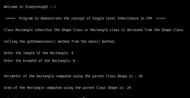 C++ single level inheritence