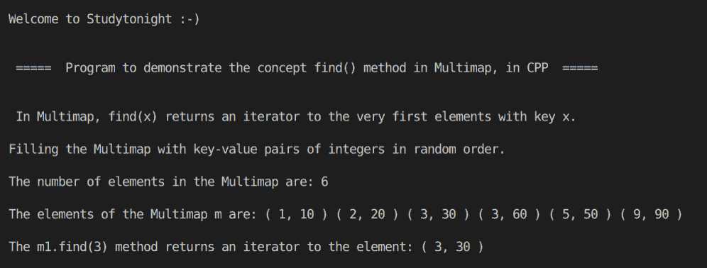 C++ find() MultiMap program