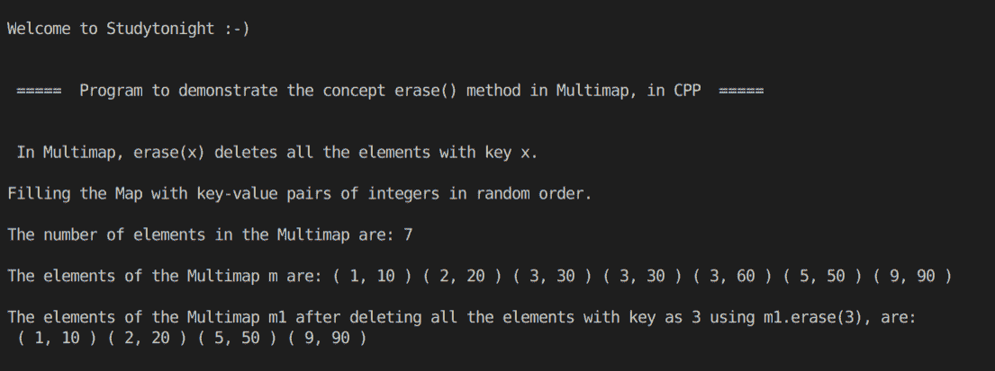 C++ erase() Multimap 1