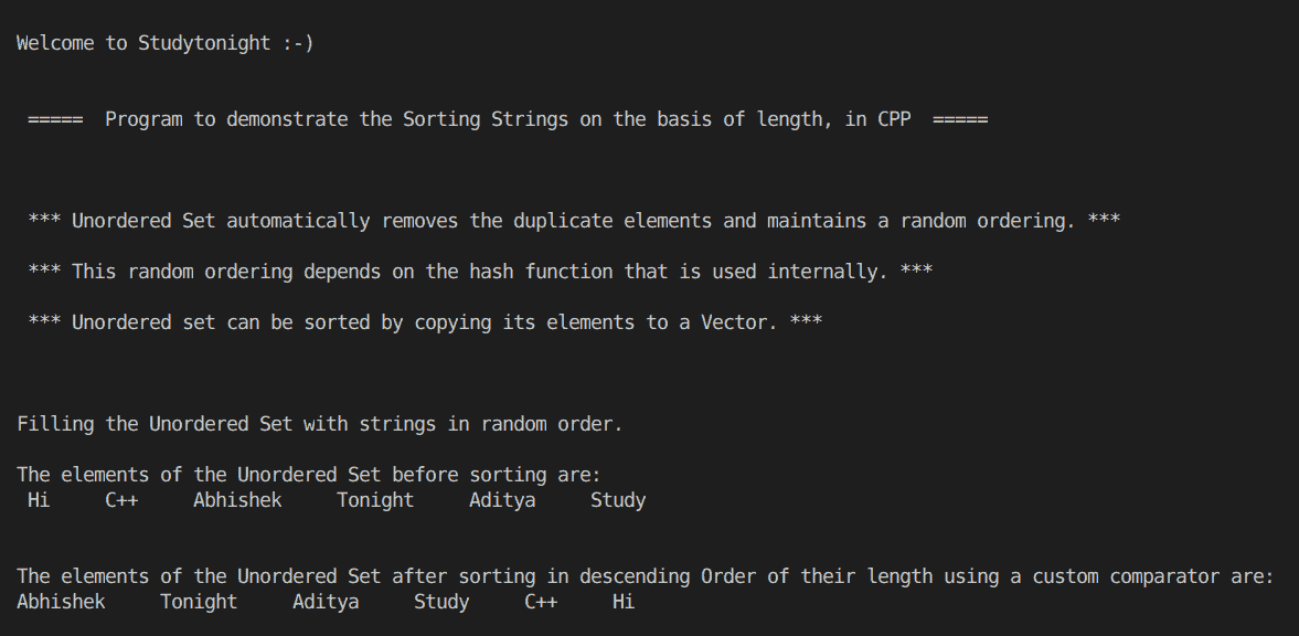 C++ Custom Sort in Unordered Set
