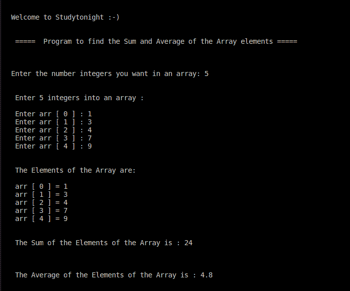 C++ Sum and Average of array elements