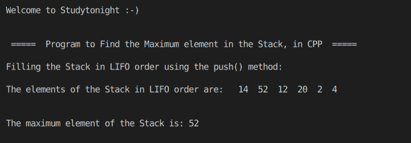 C++ Stack Max