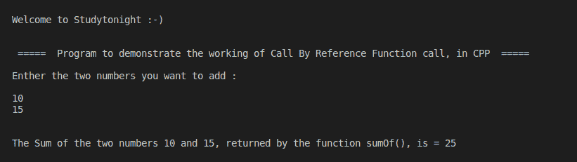 C++ Call By Reference