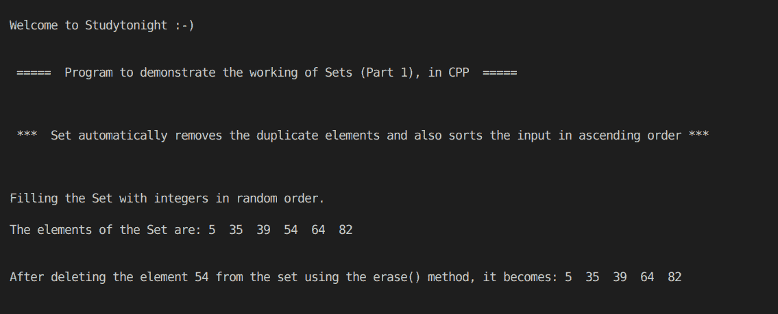 C++ Set Part 1
