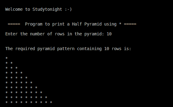 C++ half pyramid