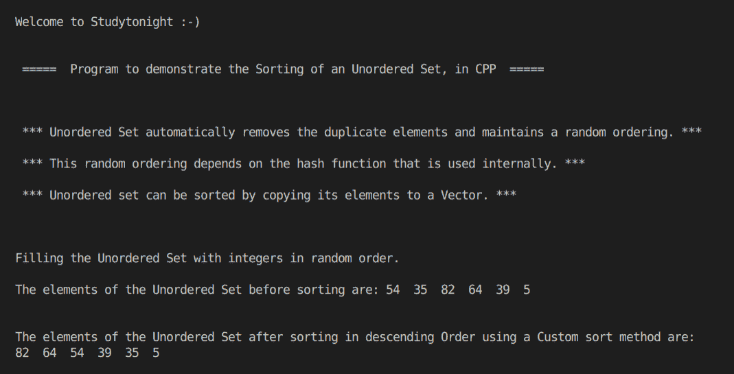 C++ sorting an Unordered Set