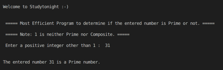 C++ prime or composite number program output