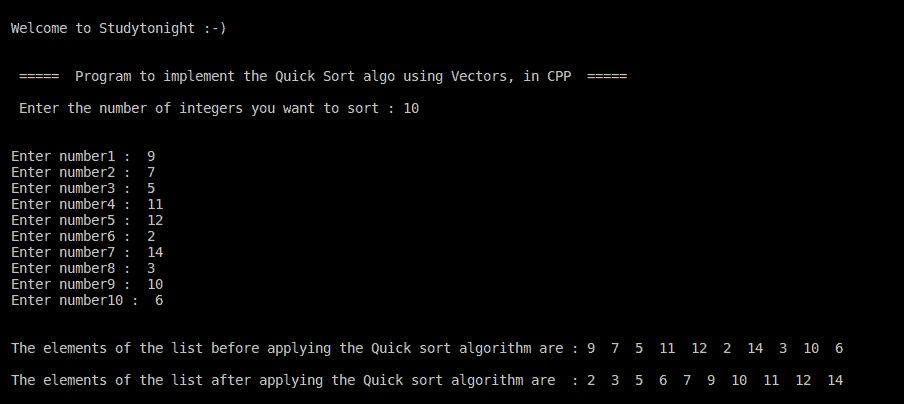 C++ quick sort