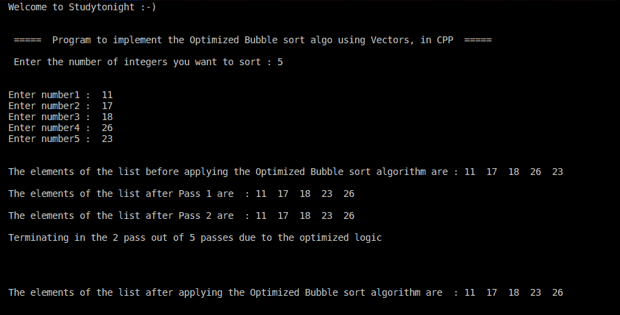 C++ optimized bubble sort 2