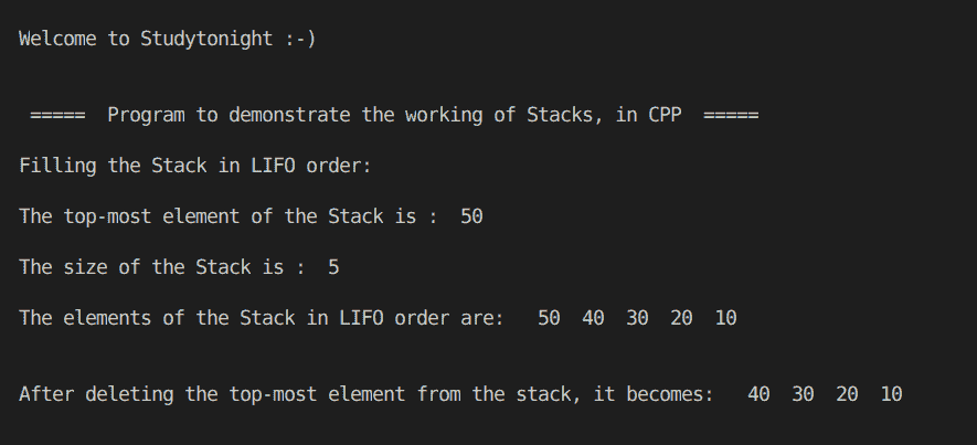 C++ Stack Program