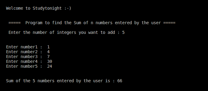 C++ adding n numbers entered by the user.