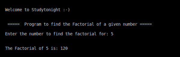 C++ factorial program