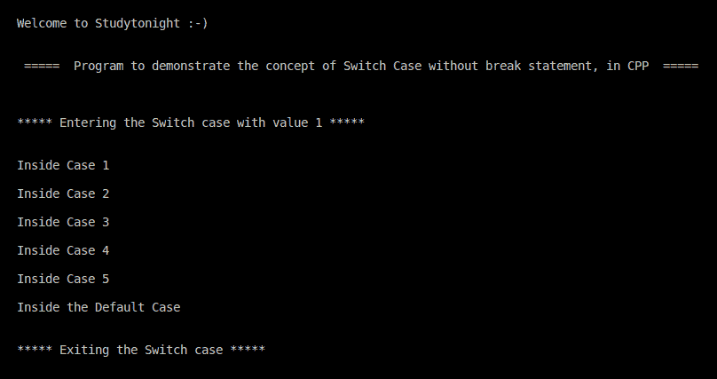 C++ switch without break