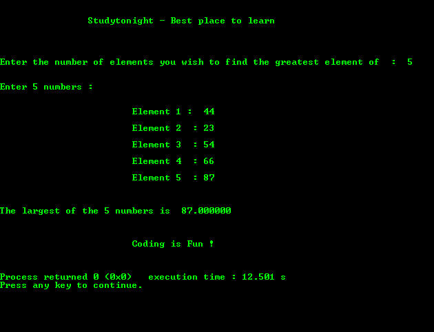Finding Largest among N Numbers