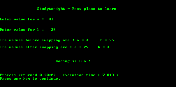 Program for Swapping Two Numbers using Pointers