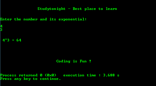 Finding Exponential without Pow() Method in C