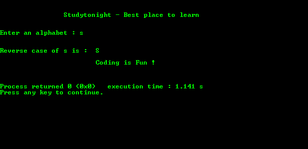 Reversing case of character