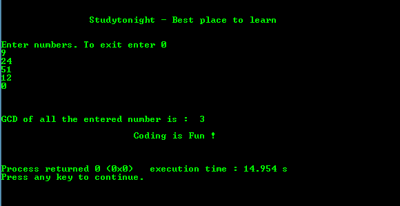 C program to find the GCD of N Numbers