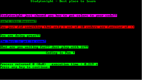C program out for Changing text background color
