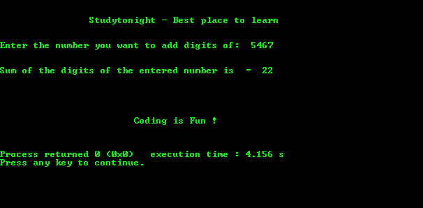 Program to find Sum of Digits of Number