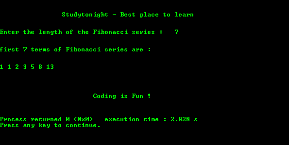 Fibonacci Series using recursion