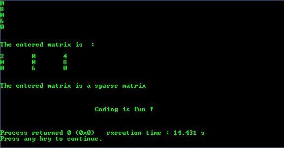 Checking if a two dimensional array is Sparse Matrix