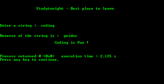 Reversing a String using Pointer