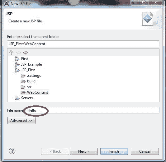 creating a JSP Page in Eclipse