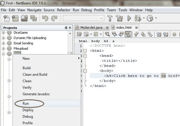 steps to create servlet application in netbeans
