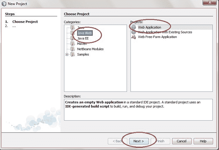 steps to create servlet application in netbeans