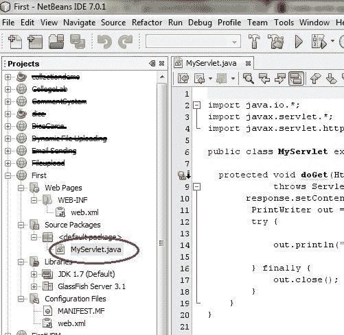 steps to create servlet application in netbeans
