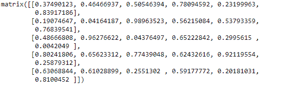 Numpy rand() function output example
