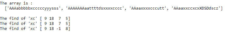 using numpy find() method example