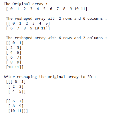 numpy reshape function example