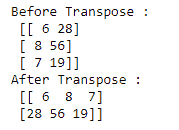numpy transpose function example