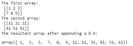 numpy append() function example