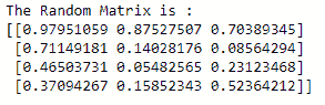 Numpy rand() function output example