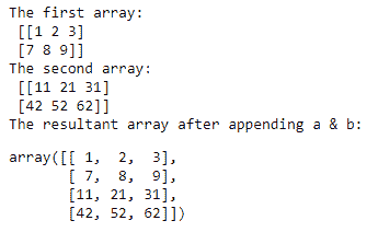 numpy append() function example