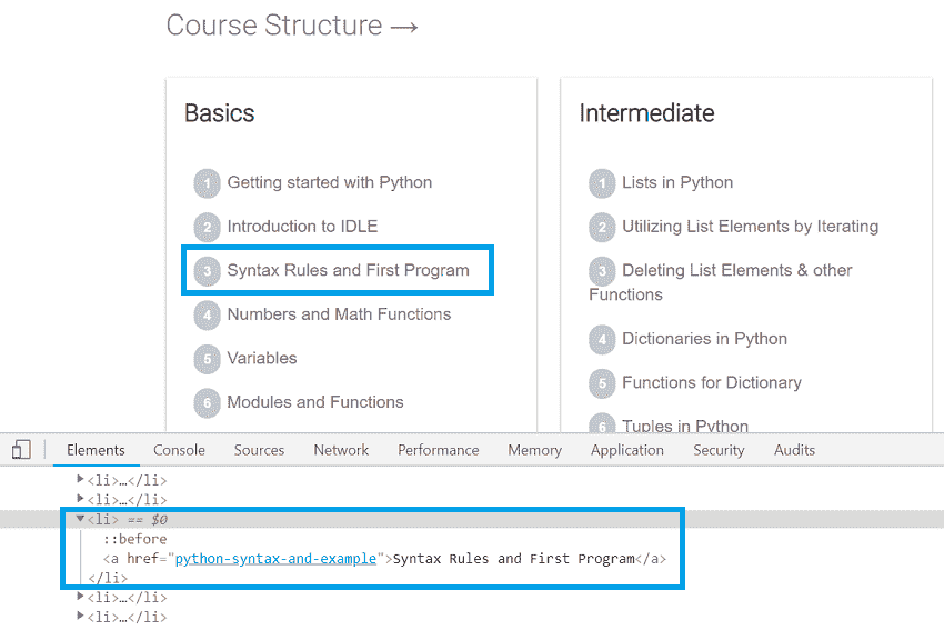 Inspect element for web scraping