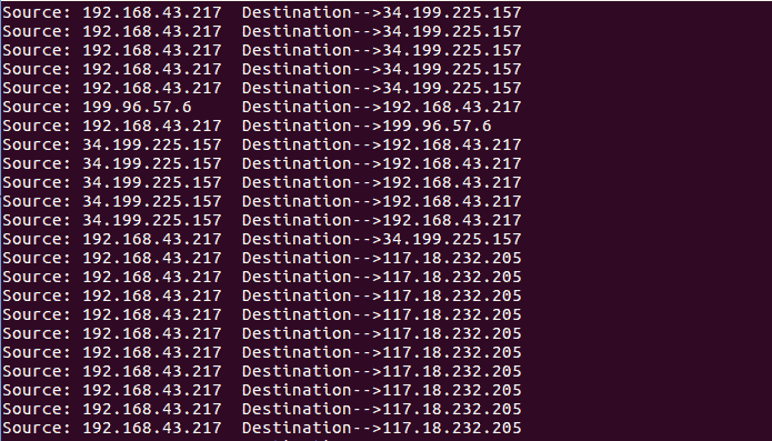 Analyzing Network Traffic uing dpkt library