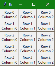 tkinter grid geometry manager example