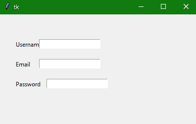 tkinter place grometry manager example