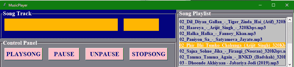 Tkinter Music player application