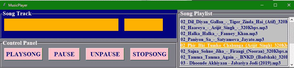 Tkinter Music player application