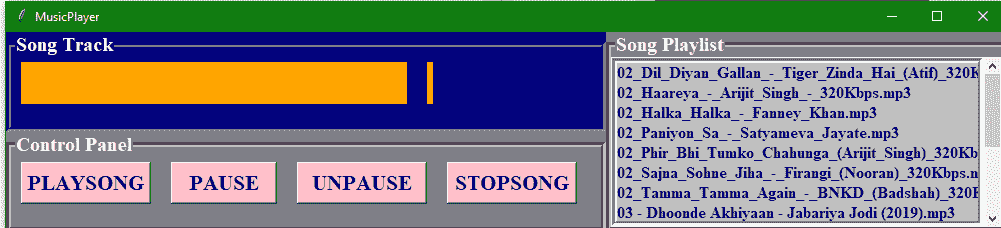 Tkinter Music player application