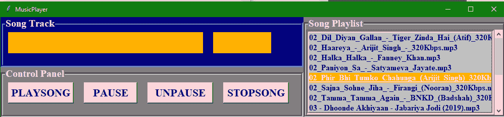 Tkinter Music player application