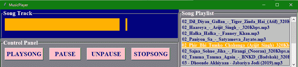 Tkinter Music player application