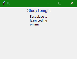 Tkinter Message Widget Example